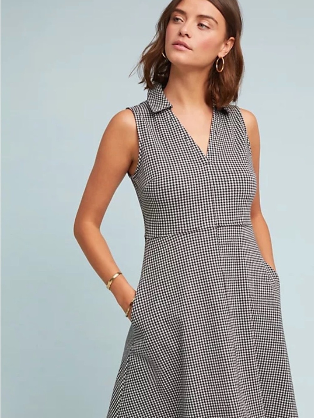 Maeve Anthropologie Gingham Collared Midi Dress - Picture 8 of 8